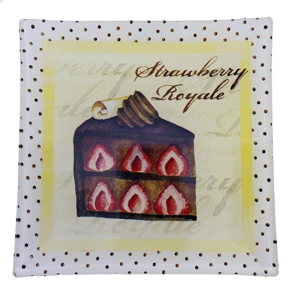 Prima Donna Strawberry Royale Plate Platter Square Dessert Plate Cake Pie 6 in